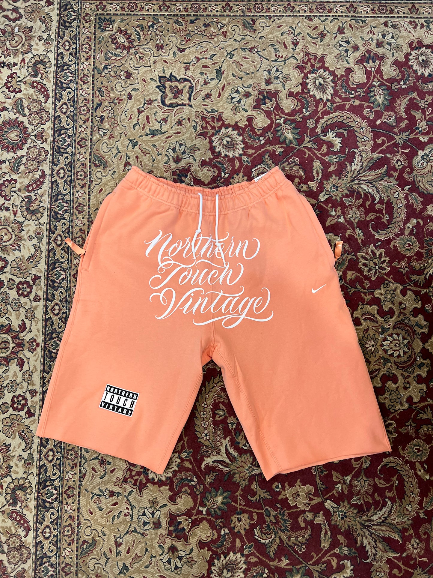 Custom Hand Cropped Northern Touch Vintage Long Shorts (Pink)
