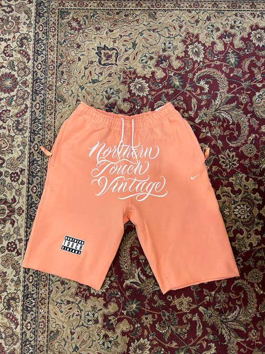Custom Hand Cropped Northern Touch Vintage Long Shorts (Pink)