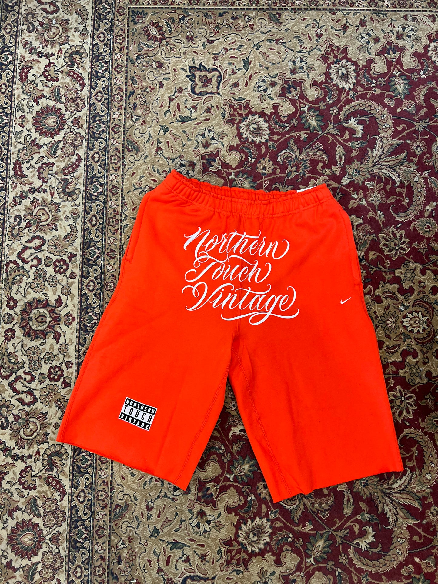 Custom Hand Cropped Northern Touch Vintage Long Shorts (RED)