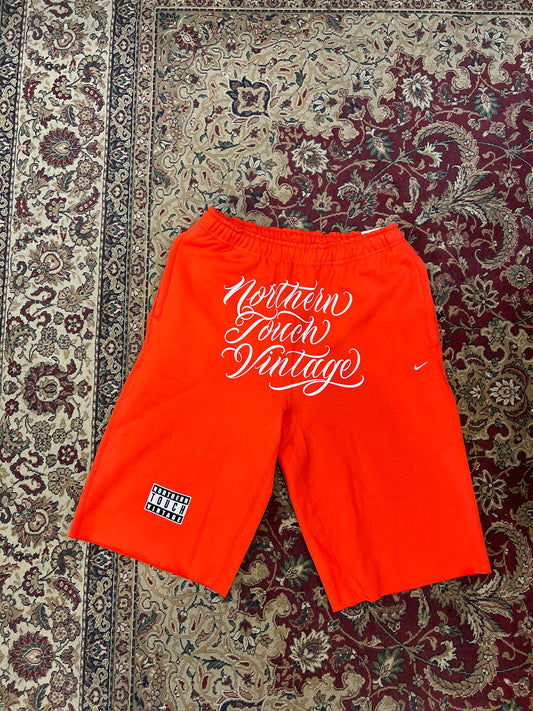 Custom Hand Cropped Northern Touch Vintage Long Shorts (RED)