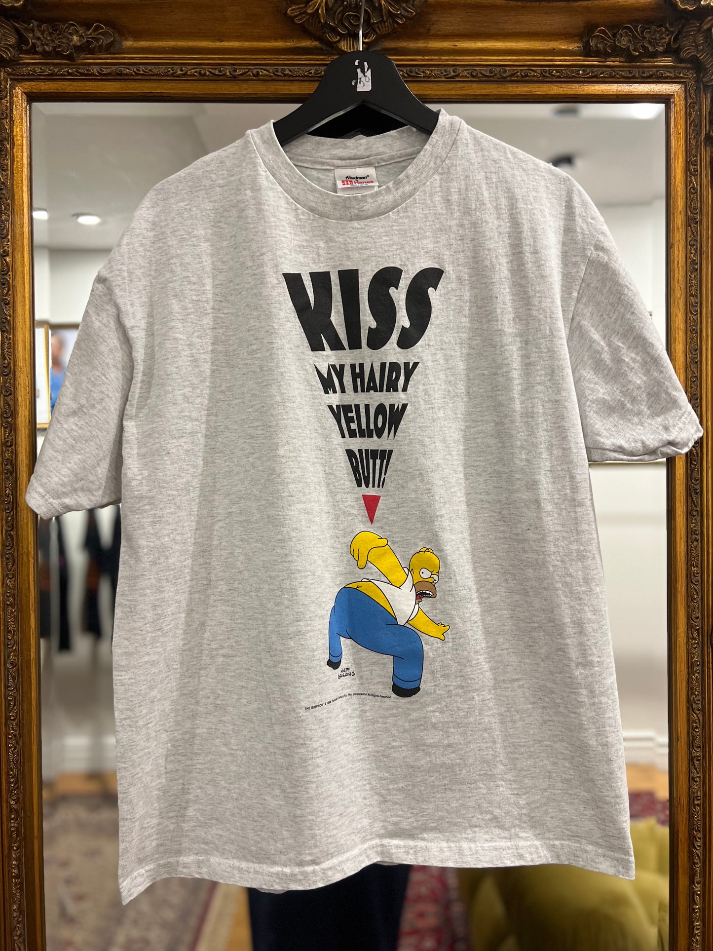 DS 1998 Homer Simpson "Kiss My Hairy Yellow Butt" Vintage T-Shirt (L)