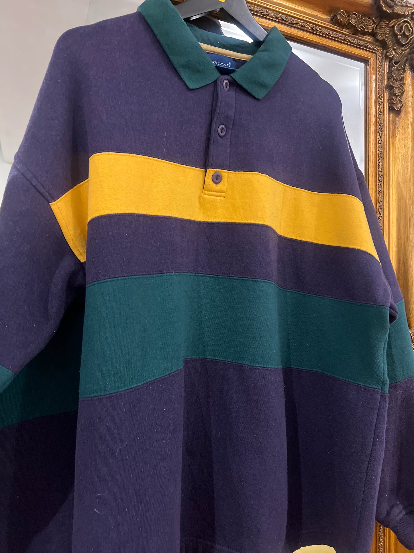 1990s Color-Block Cropped Pullover Crew (XL)