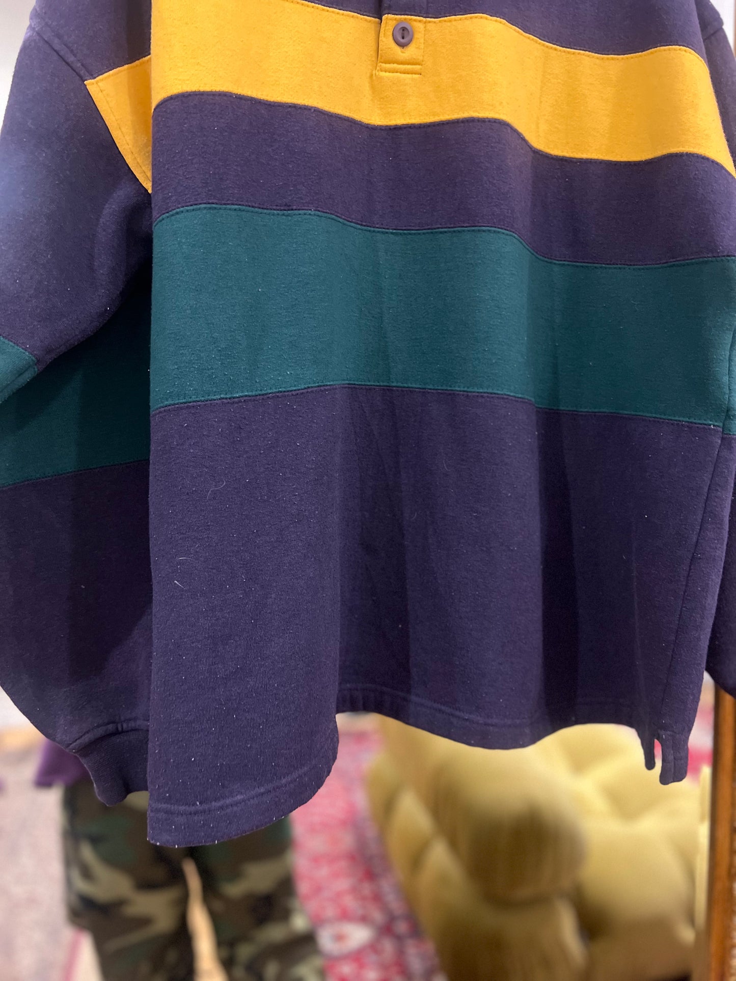 1990s Color-Block Cropped Pullover Crew (XL)