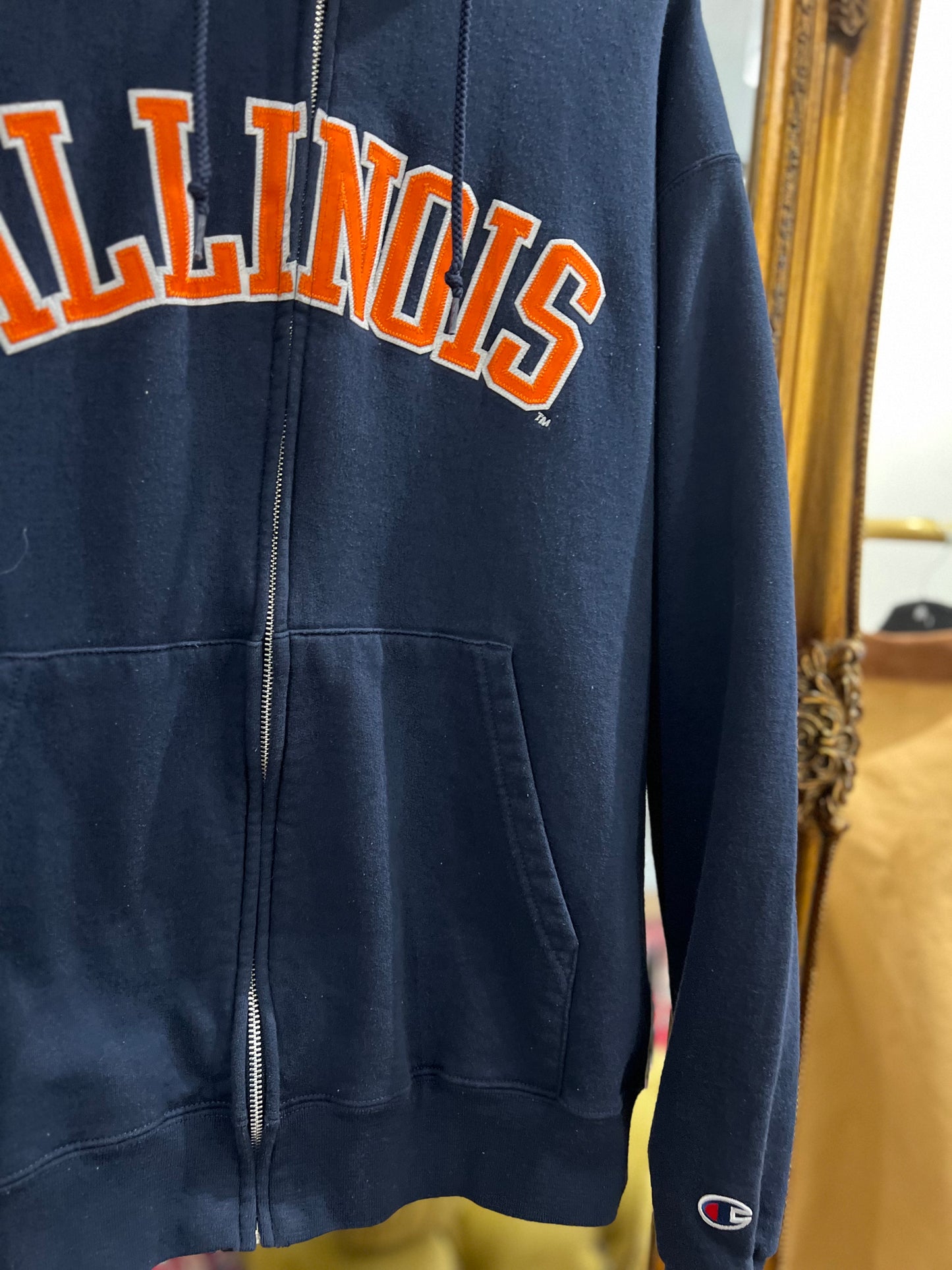 Vintage Champion Illinois College Zip Up Hoodie (L)