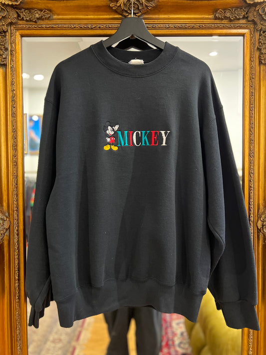 Vintage 90's Mickey Fully Embroidered Crewneck Made In USA (L)