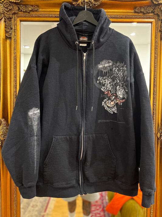 Vintage Harley Davidson x Looney Tunes Zip Up Hoodie (XL)