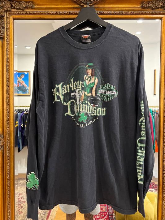 Vintage Y2K Harley Davidson Long-Sleeve Shirt (XL)