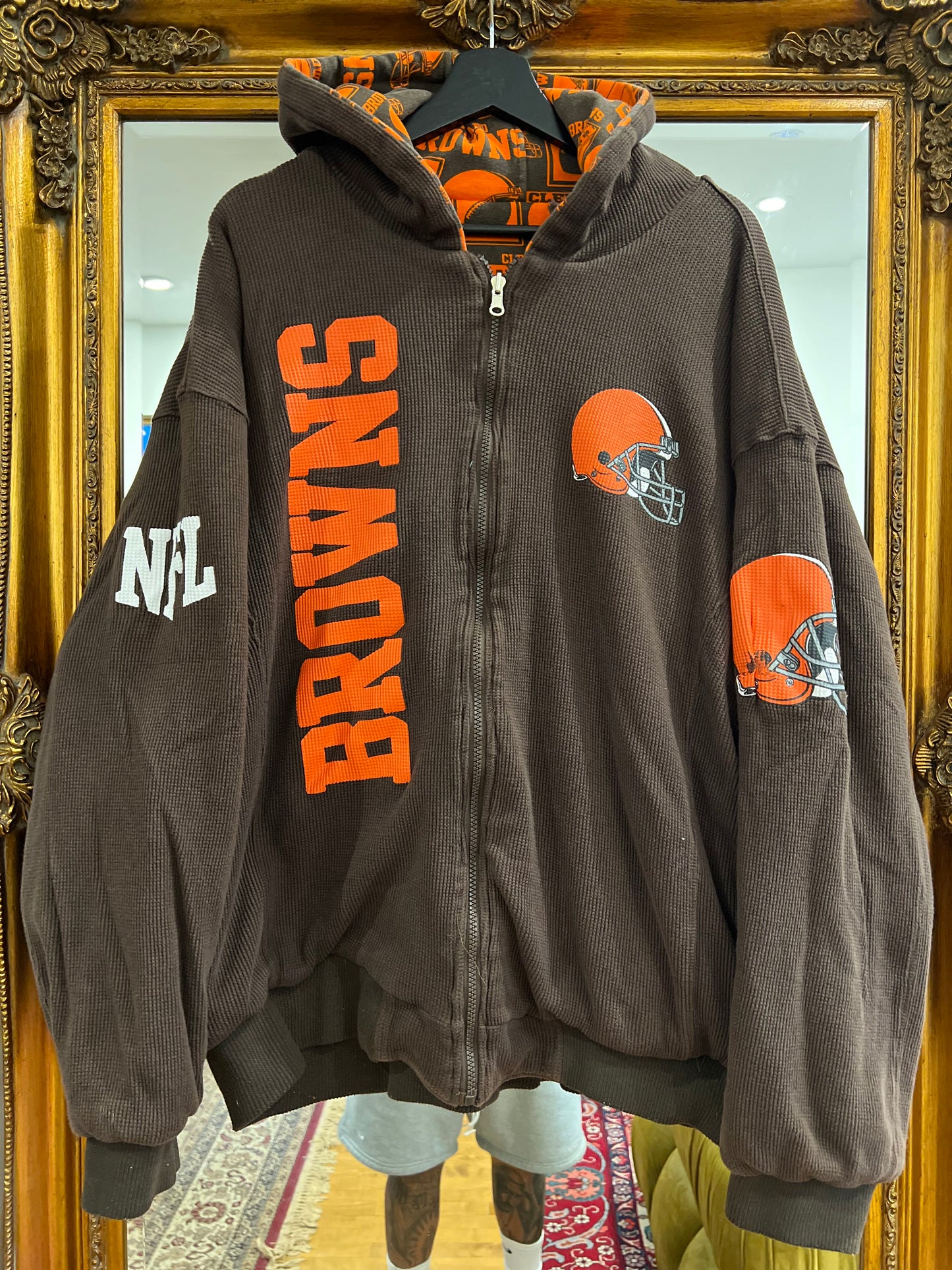 Vintage 90's Cleveland Browns Reversible Zip-Up Hoodie (XL)